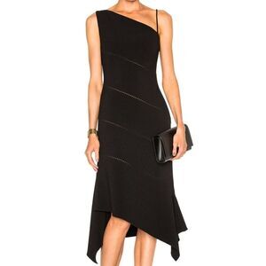 $875 NWOT Dion Lee Bonded Crepe Bustier Asymmetrical Hem Dress in Black Size 6